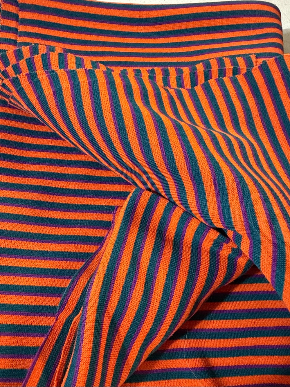 Fabric 86” x 58” Striped Heavyweight Knit Orange Navy Purple Fabric